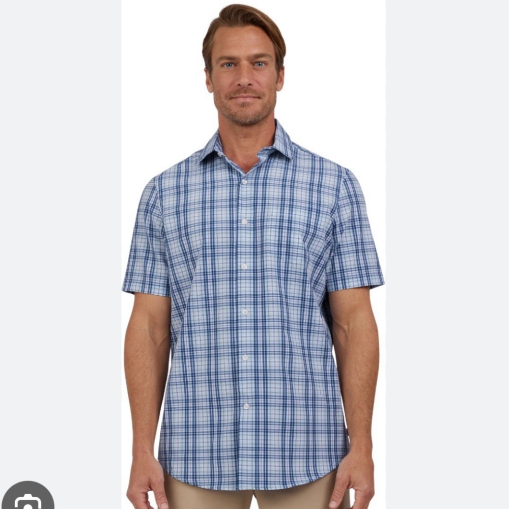Chaps Men's Casual Blue Checkered Shirt xl